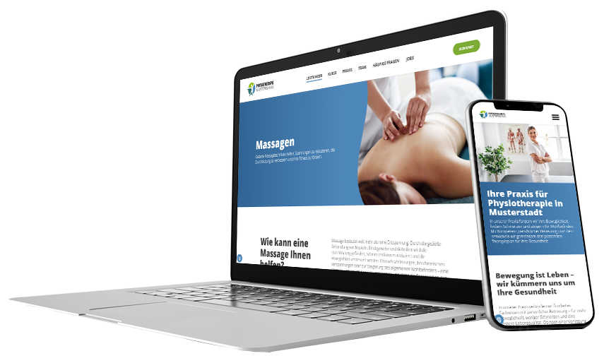 Beispiel einer Praxis-Website auf Laptop und Smartphone